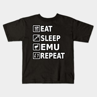 Eat sleep Emu Repeat Design lover owner Kids T-Shirt